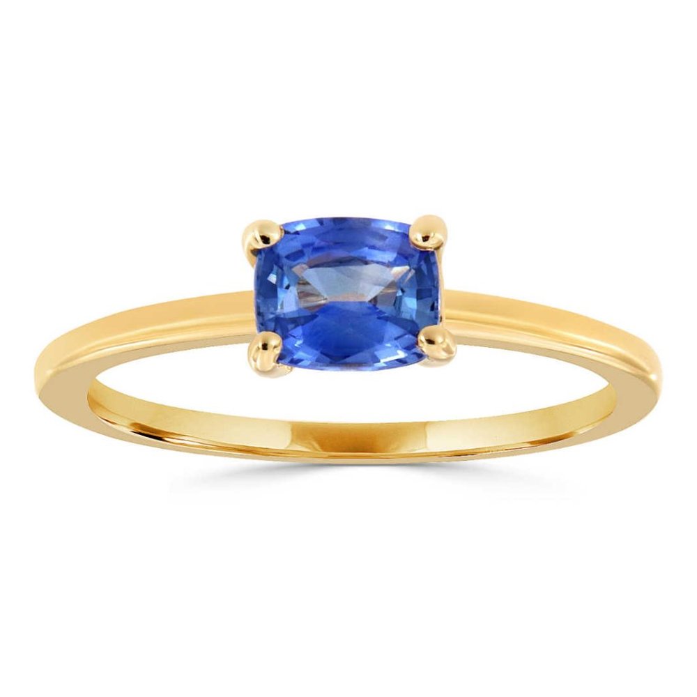 14k Yellow Gold Blue Sapphire Solitaire Ring 2/3ct